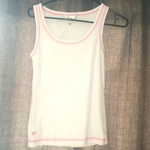White with pink hem tank top